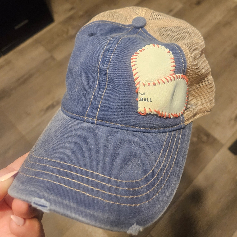 Blue and Tan Baseball Cap